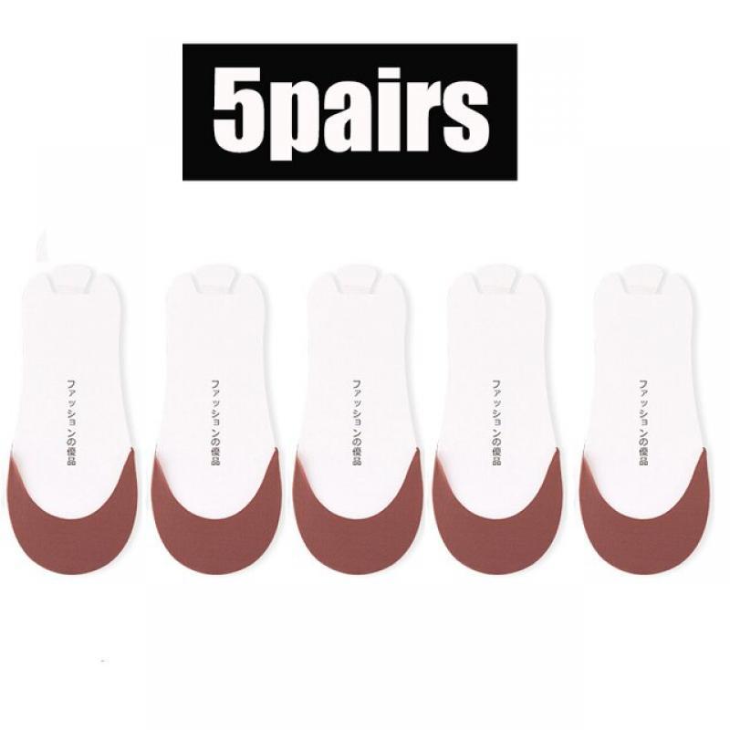 5Pairs Summer Women Lady Sexy Half Feet Socks Ice Silk Invisible Liner No Show Low Cut Sling Short Lace Sock Black White