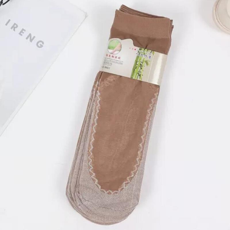 20pcs Spring Summer Women Soft Socks Velvet Silk Socks Non-Slip Bottom Splice Transparent Ladies Ultrathin Breathable Sock