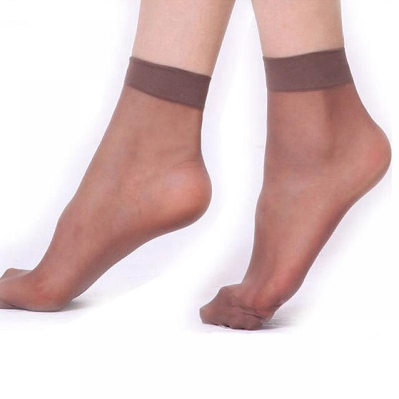 20Pairs Summer Thin Socks Women Crystal Silk Sock Sexy Black Skin Color Elastic Silky Ankle Short Socks for Girls Invisible Sock