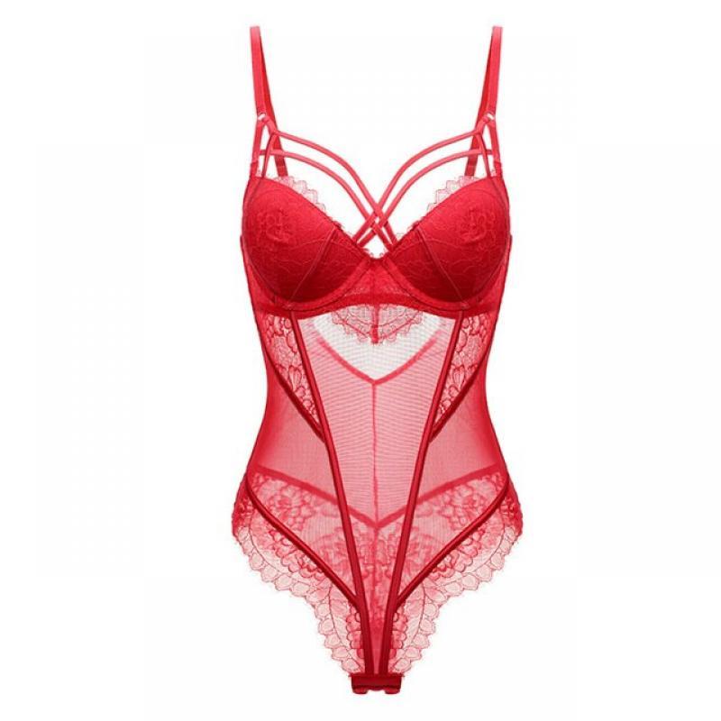 Sexy Bodysuit One-piece Women Lace Lingerie Strappy Cup Push Up Floral Padded Underwire 3 Colours Sexy Lingerie Women Shapewear