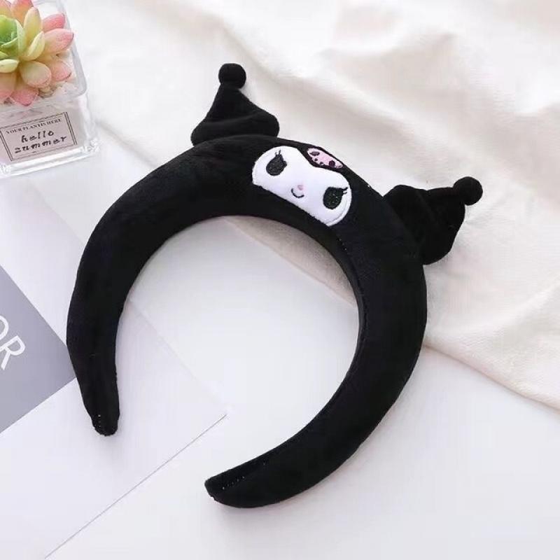 Sanrio Kuromi Cinnamoroll Kawaii Cartoon HairBand Y2k Cute Sweet Makeup Headwear Cotton Velvet Women Cosmetic Headbands 