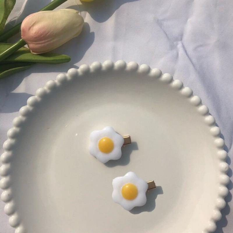 1pc White Fried Egg Omelette Women&Kids Headwear Barrettes Hairgrips Hair Clips & Pins Bobby Pins Elastic Bands Ponytail Holders
