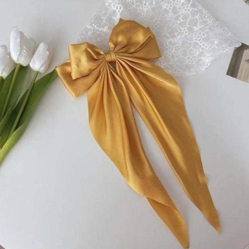 Elegant Bow Ribbon Hair Clip Retro Solid Satin Bowknot Hair Clips Girls Women Korean Hairpins Party Headdress Hair Accessories