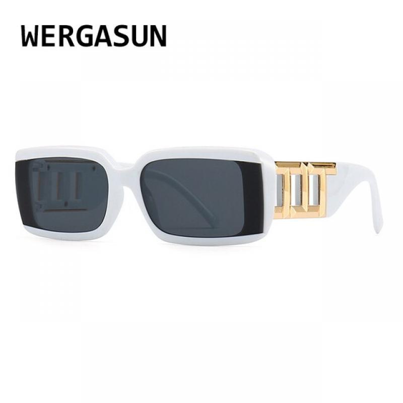 WERGASUN Brand Designer Square Sunglasses Retro Women UV400 Ladies Sun glasses Female Leopard Black Rectangle Sunglasses