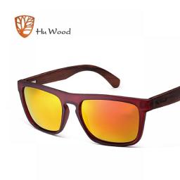 HU WOOD Natural Bamboo Sunglasses For Men Zebra Wood Sun Glasses Polarized Sunglasses Rectangle Lenses Driving UV400 GR8002