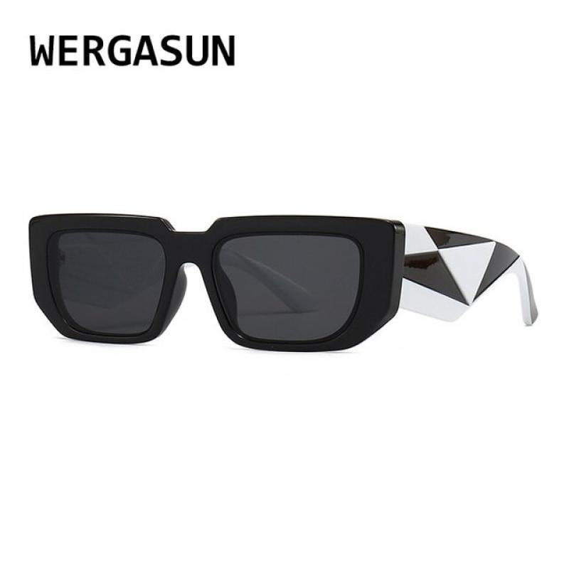 WERGASUN Fashion Small Frame Square Sunglasses Men Women Leopard Retro Sun Glasses Women Thick Ladies UV400