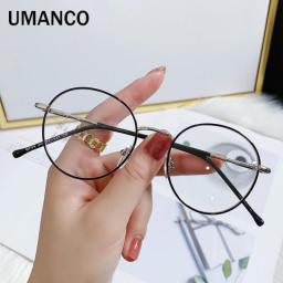 Trendy Retro Round Anti Blue Light Glasses For Women Men Black Rose Gold Alloy Design Optical Spectacle Frame Computer Glasses