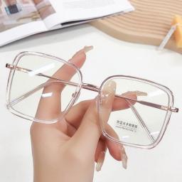 Square Anti-Blue Light Glitter Glasses Women Men Oversized Frame Eye Protection Ultra Light Eyeglasses Office Computer Goggles