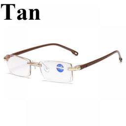 Frameless Reading Glasses Men Anti Blue Rays Presbyopia Glasses Women Vintage Rimless Eyeglasses Diopter 0~4.0