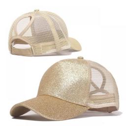 Fashion Baseball Caps Women Girl Ponytail Cap Sequins Shiny Messy Bun Snapback Hat Sun Caps Gorra Casual Ponytail Baseball Caps