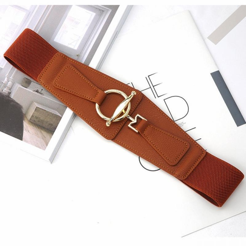 Women Fashion Elasticity Waist Strap Punk Retro Buckle Black Camel Belt All-Match Coat Ladies Wide Harajuku Formal Waistband