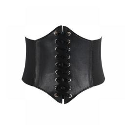 Women Sexy Corsets Wide PU Leather Stylish Slimming Belt Bustiers Wide Elastic High Waist Belts Feminin Ceinture Waistband