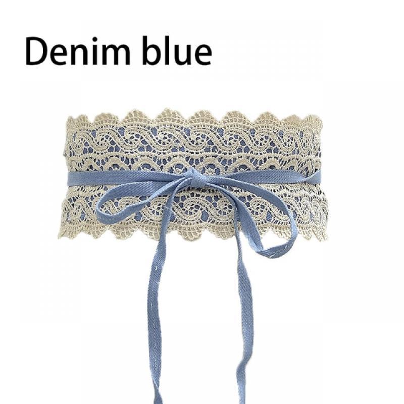 Fashion Trendy Elegant Prom Floral Lace Panel Tie Belts for Women Party Dress Self Wide Tie Bridal Waist Band