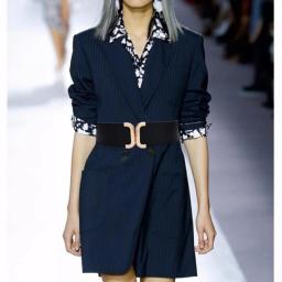 2021 Fashion Women Elastic Belts Designer PU Leather Gold Buckle Waist Strap Adornment Dress Overcoat Stretchy Wide Waistband