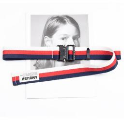 Striped Canvas Tactical Belt Unisex Fashion Trend Hip Hop Jeans Accessories Outdoor Sports Army Training Hunting Nylon Waistband