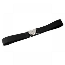 Trendy Thin Elastic Stretch Waistband Female Love Heart Metal Buckle Belt For Women Cinch Coat Dress Waist Seal Belts Accessory