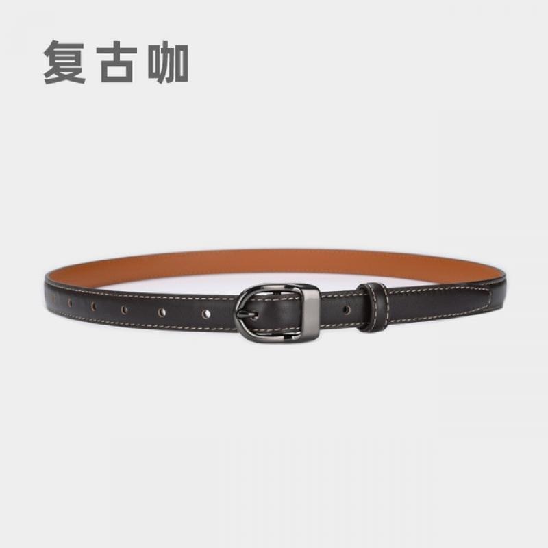 Luxury Top Layer Cow Leather Belt Women's Simple Decorative Jeans Belt Versatile Fashion Leather Casual Designer Thin Belt