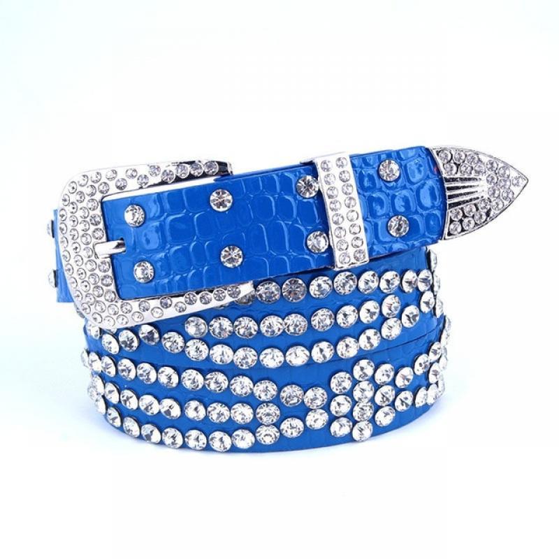 Fashion new women's still rhinestone PU belt y2k all-match European and American prom accessories pin buckle jeans skirt belt