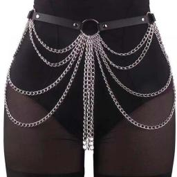 Harajuku American Street Dance Personality Punk Waist Chain Gothic Multilayer Metal Chain Tassel Sexy Body Chains Jewelry Belt