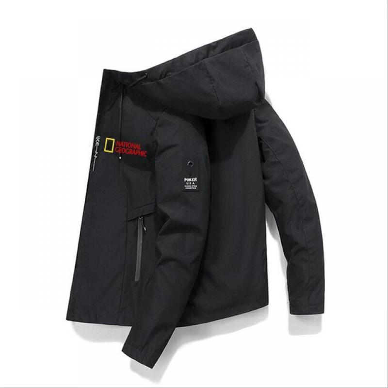 Men's Autumn/Winter 2023 New Vintage Printed Letter Jacket Men's Outdoor Camping Durable Jacket Men's Breathable Sweatwicking Ja