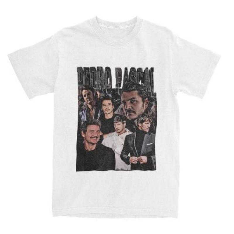 Pedro Pascal Shirt Merch Men Women Pure Cotton Graphic O Neck Vintage 90's Bootleg Style Tee Shirt Short Sleeve Tops Adult