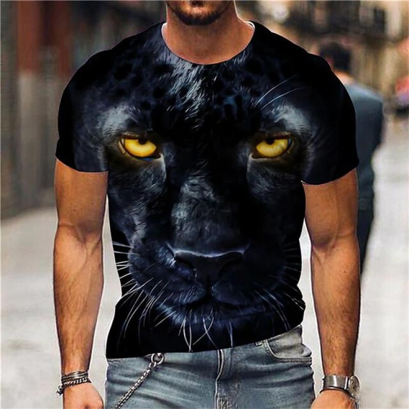 2022 Cotton Summer T-shirt Men Animal Lion 3d Print Fashion Short Sleeve Top Micro Elastic Sport Fitness T Shirt For Men