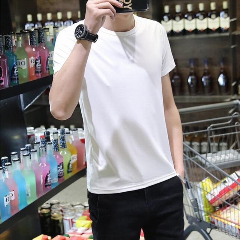 Wholesale Drop-Ship 100% Cotton Summer Soft Slim Short Sleeve T-Shirt Men Plain Tee Standard Blank T Shirt Ins Tees Top