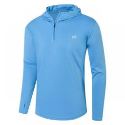2023 Mens UPF 50+ Rash Guard Swim Shirt Athletic Hooded Long Sleeve Fishing Hiking Workout Quick Dry Shirts With Zipper Pullover