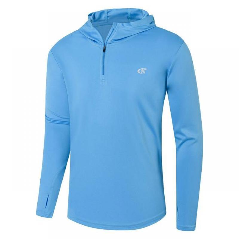 2023 Mens UPF 50+ Rash Guard Swim Shirt Athletic Hooded Long Sleeve Fishing Hiking Workout Quick Dry Shirts with Zipper Pullover