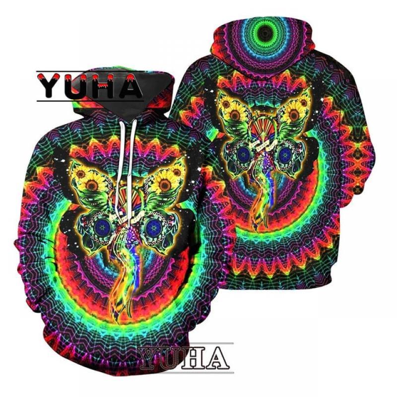 Hippie colorful Psychedelic 3d hoodies/Sweatshirt spring and autumn Harajuku Long sleeve streetwear