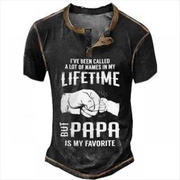 New T-shirts Man Summer Henley V-neck Oversized Men's Clothing Male Tee Graphic Letter 3d Print Casual Short Sleeve Streetwear