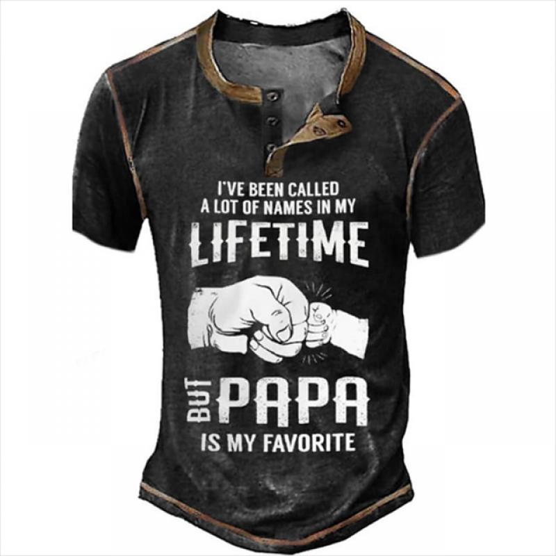 New T-shirts Man Summer Henley V-neck Oversized Men's Clothing Male Tee Graphic Letter 3d Print Casual Short Sleeve Streetwear