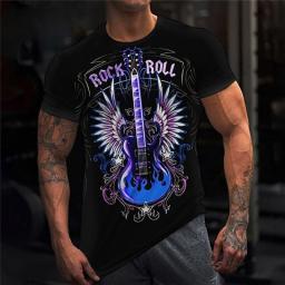 Fashion Oversized Men T-shirt Music 3d T Shirt Black White Streetwear Casual Short Sleeve Summer Men's Clothing Party Tees Tops