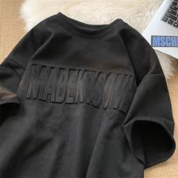 Suede T-shirt Men Summer Retro Short Sleeved Tide Brand Trend Oversize Casual All Match Y2k Tops Men Clothing Harajuku T Shirt