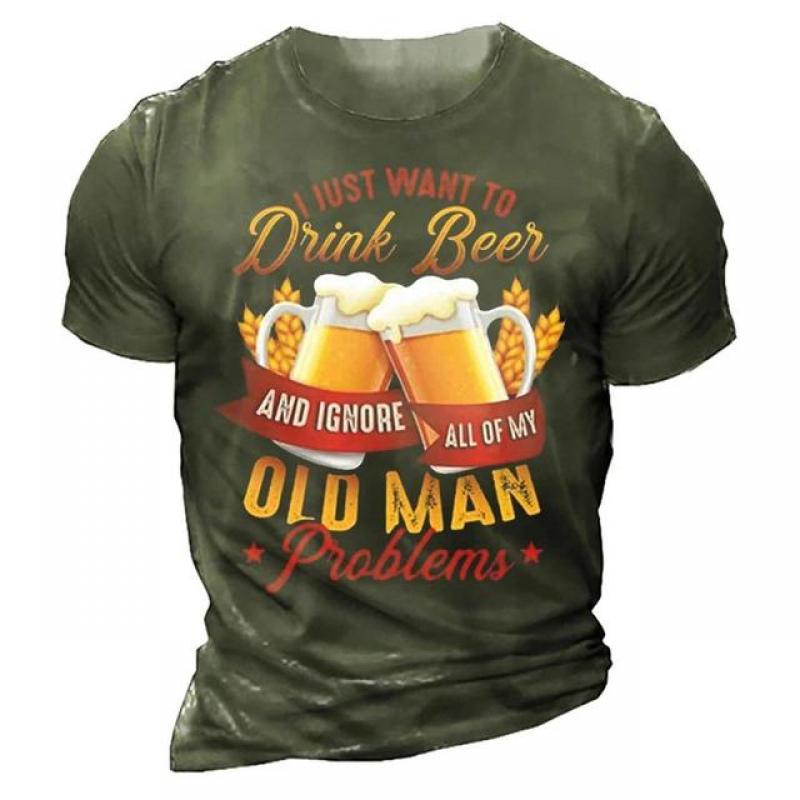 Harajuku Fashion Beer Print Men's T-shirts Summer Men's Clothing Short Sleeve Tee Shirt Men Oversized T-Shirt Male Camiseta 6XL