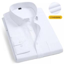 Stripe Plaid Shirt Male Social Formal Work Pure Color Casual Long Sleeve Shirt Men Slim Fit Men's White Dress Shirt Business