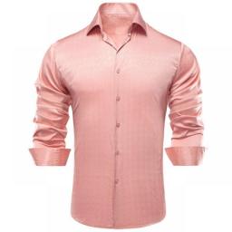 Hi-Tie Long Sleeve Silk Shirts For Men Suit Dress Outwear Male Slim Jacquard Wedding Floral Paisley Gold Blue Red High Quality