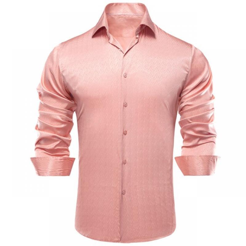Hi-Tie Long Sleeve Silk Shirts for Men Suit Dress Outwear Male Slim Jacquard Wedding Floral Paisley Gold Blue Red High Quality