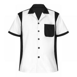 Men Retro Classic Two Tone Guayabera Bowling Casual Dress Shirt Camp Shirts Short Sleeve Casual Shirt For Business Work Holiday