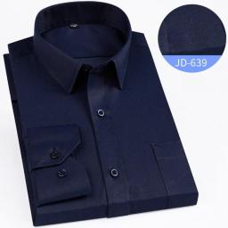 8XL Male Social Formal Shirts Solid Plaid Striped Shirt Button Up Shirt Men Dress Casual Long Sleeve Shirt For Men Streetwear