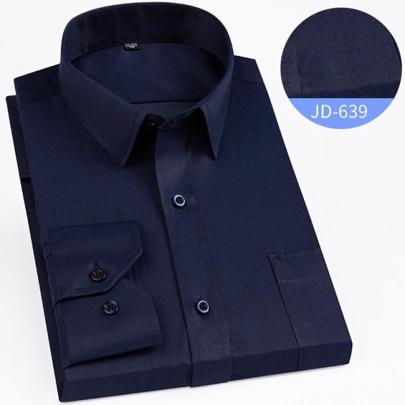 8XL Male Social Formal Shirts Solid Plaid Striped Shirt Button Up Shirt Men Dress Casual Long Sleeve Shirt for Men Streetwear