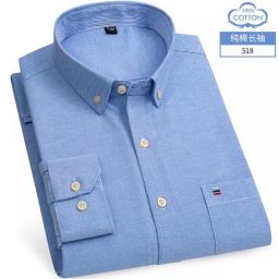 Size M~7XL 100Percent Pure Cotton Oxford Men's Striped Plaid Shirts Male Casual High Quality Long Sleeve Shirt For Men Button Up Shirt