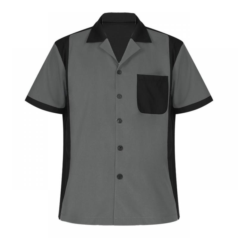 Mens Casual Shirt Fahion Bowling Shirt Cuban Style Retro Short Sleeve Camp Vintage Button Up Casual Shirt