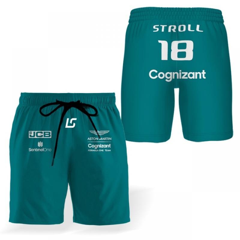 2023 New F1 Team Aston Martin Summer Shorts Formula One Racing Driver Alonso New Design Beach Pants Sports Pants