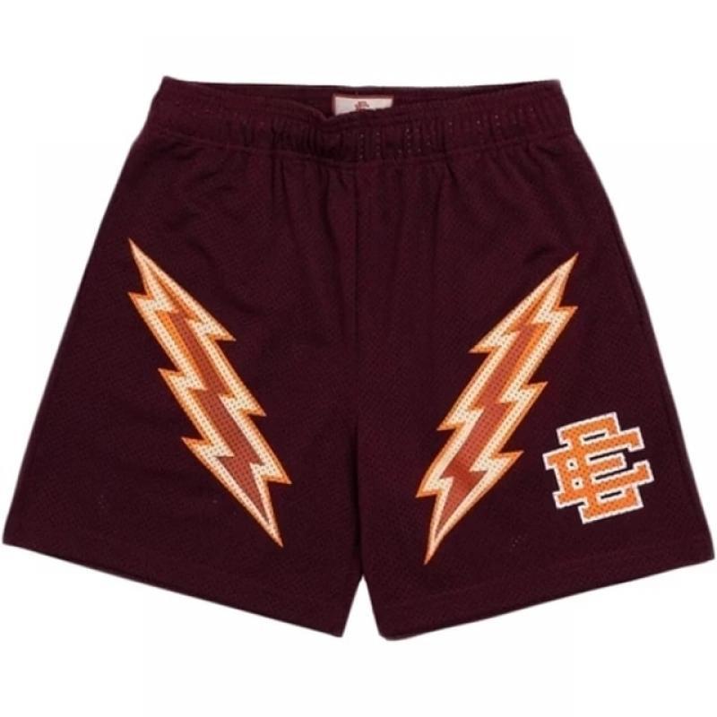 Summer EE Casual Shorts Mens Fashion Lightning Printed Quick Dry Mesh Breathable Loose Elastic Waist Fitness Sports Shorts Male