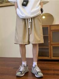 New Men's City Boy Fashion Shorts Summer Solid Color Straight Short Pants Streetwear Short Gym Hombre Y2k Bermuda Masculina