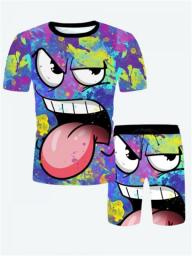 3D Printing Of Shorts Sports Clothing Men's Outfit Summer Short Sleeve Tshirt Suit Fashion 2 Piece Men Set