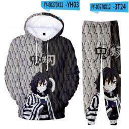 NEW Anime Demon Slayer Tracksuit 2pcs Sweatshirt Sweatpants Sets Women Men Sportswear Suit Teens Boys Girls Cartoon Tracksuits
