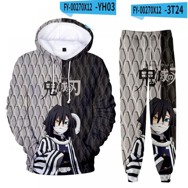 NEW Anime Demon Slayer Tracksuit 2pcs Sweatshirt Sweatpants Sets Women Men Sportswear Suit Teens Boys Girls Cartoon Tracksuits