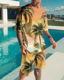 Summer Men's Suit Short Sleeve T-Shirt Suit Print Tai Chi Pattern 3D Sportswear Casual Oversized Top Shorts Breathable Sportswea